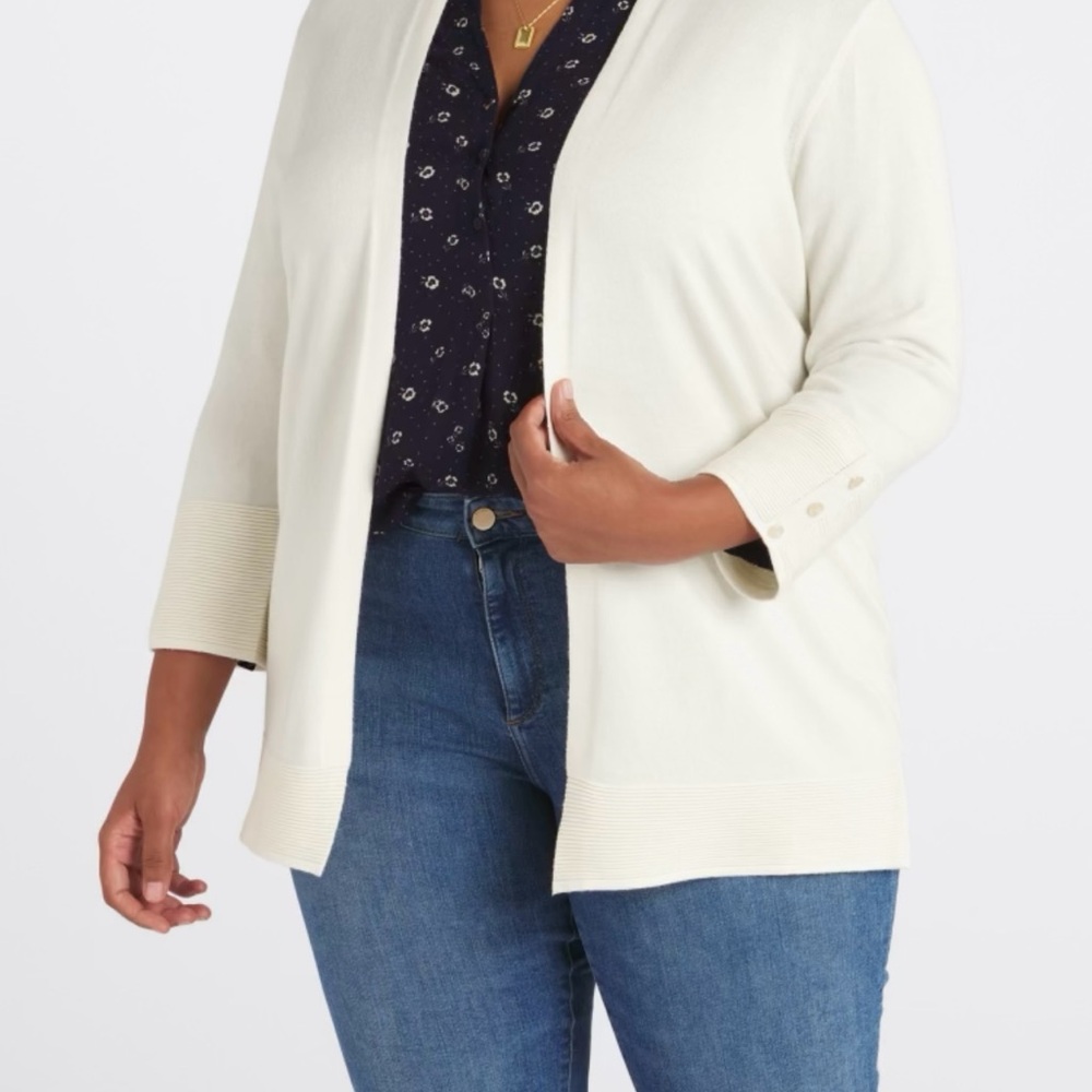 Elegant Button-Sleeve Women's Cream Cardigan Sweater